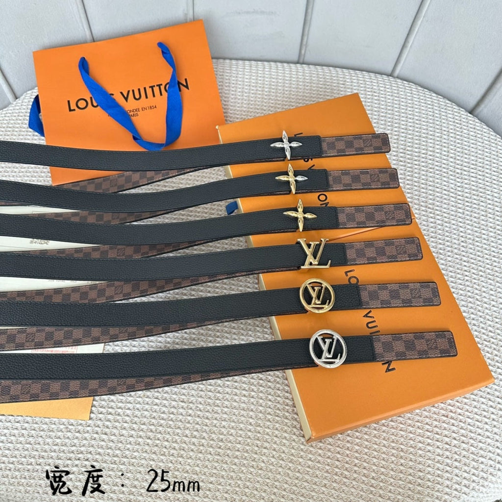 LOUIS VUITTON LV CIRCLE 25MM REVERSIBLE BELT IN BROWN DAMIER CALFSKIN SILVER HARDWARE