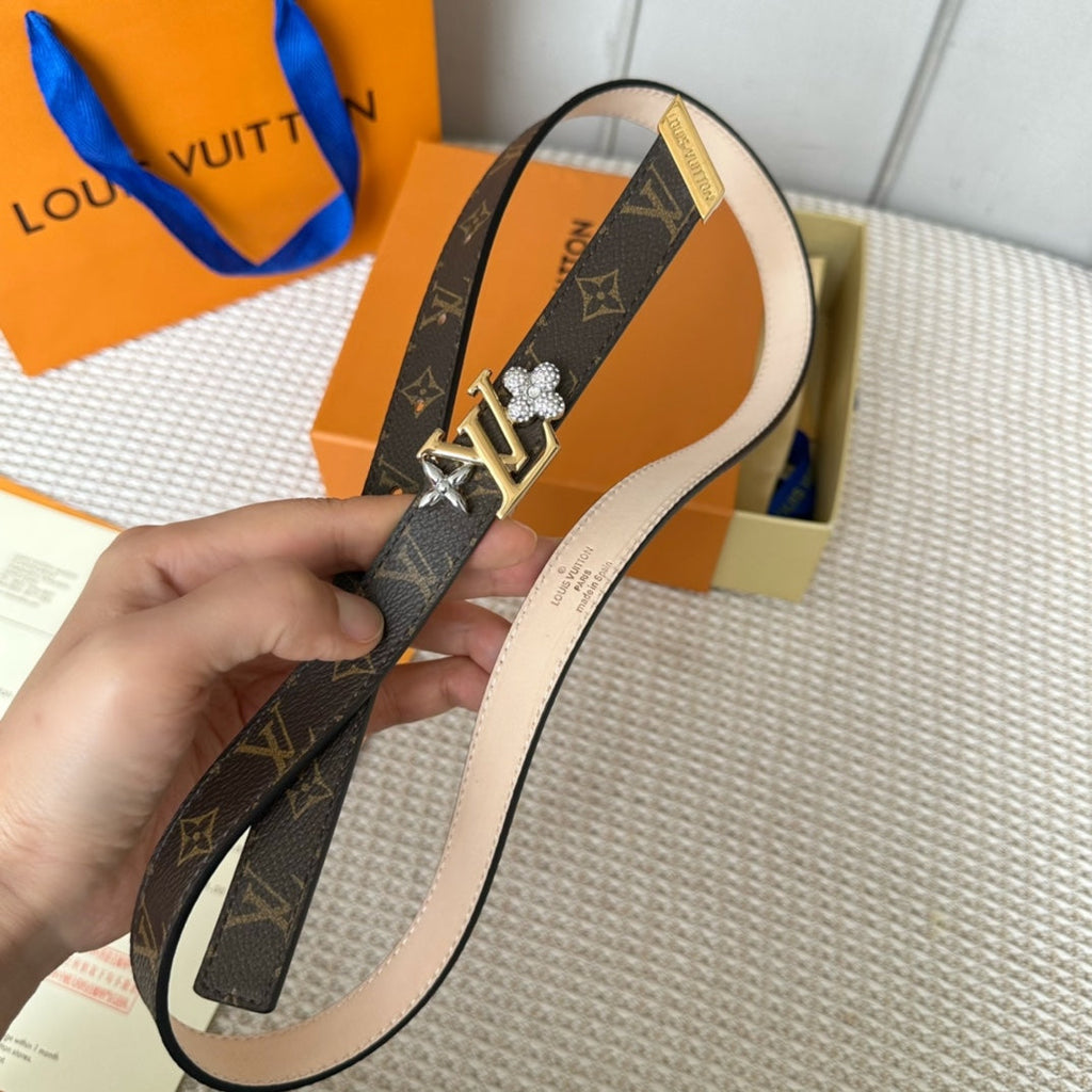 LOUIS VUITTON LV GRAM 20 MM REVERSIBLE BELT MONOGRAM BROWN CALFSKIN GOLD HARDWARE