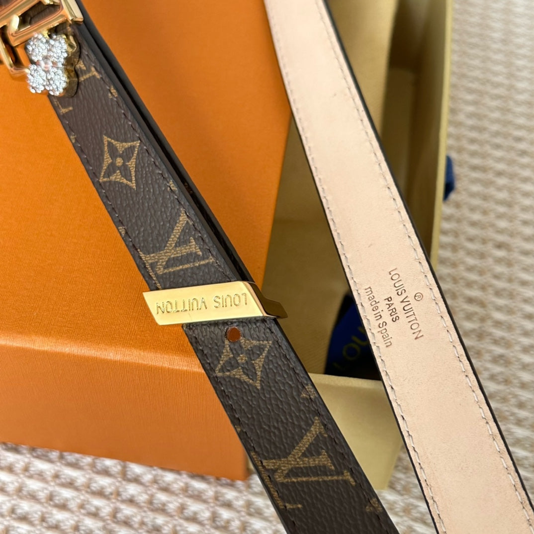 LOUIS VUITTON LV GRAM 20 MM REVERSIBLE BELT MONOGRAM BROWN CALFSKIN GOLD HARDWARE