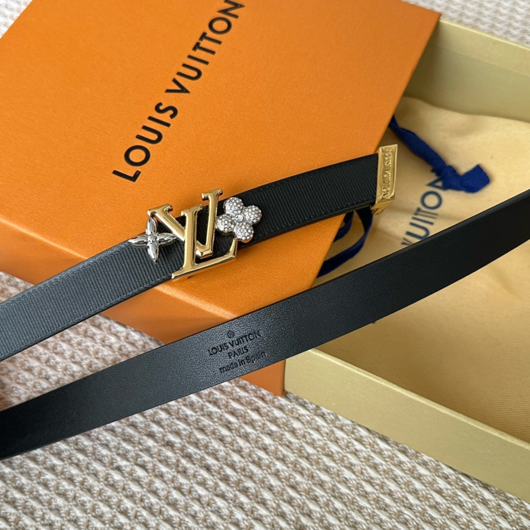 LOUIS VUITTON LV GRAM 20 MM REVERSIBLE BELT BLACK CALFSKIN GOLD HARDWARE