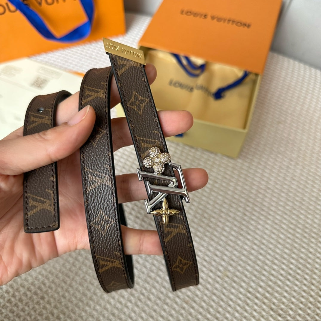 LOUIS VUITTON LV GRAM 20 MM REVERSIBLE BELT BROWN MONOGRAM CALFSKIN SILVER HARDWARE