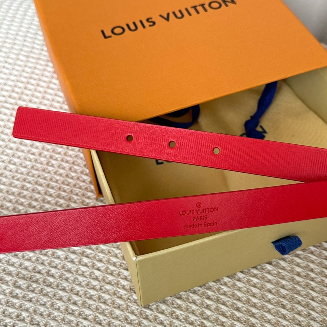 LOUIS VUITTON LV GRAM 20 MM REVERSIBLE BELT CHERRY RED CALFSKIN SILVER HARDWARE