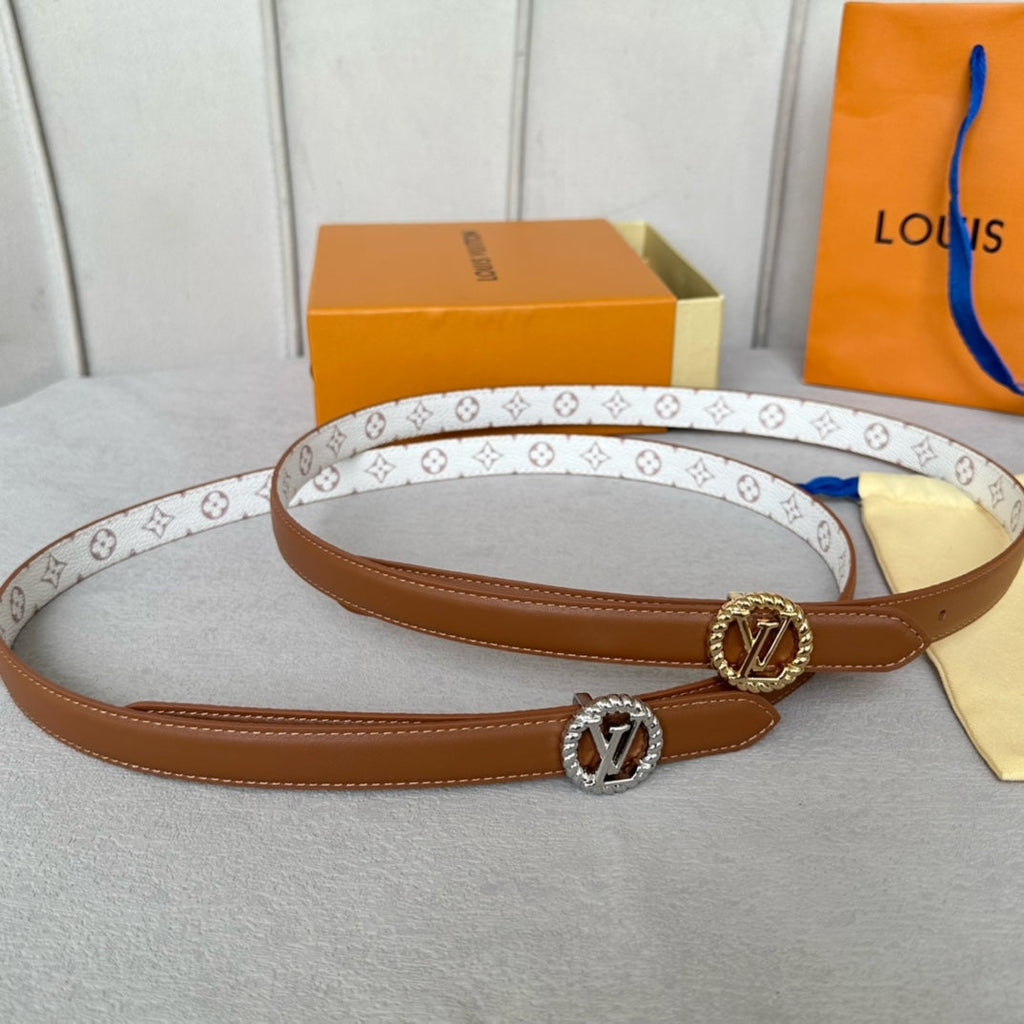 LOUIS VUITTON LV S-LOCK BELT 20 MM IN BRONZE BROWN CALFSKIN AND CIRCLE GOLD HARDWARE