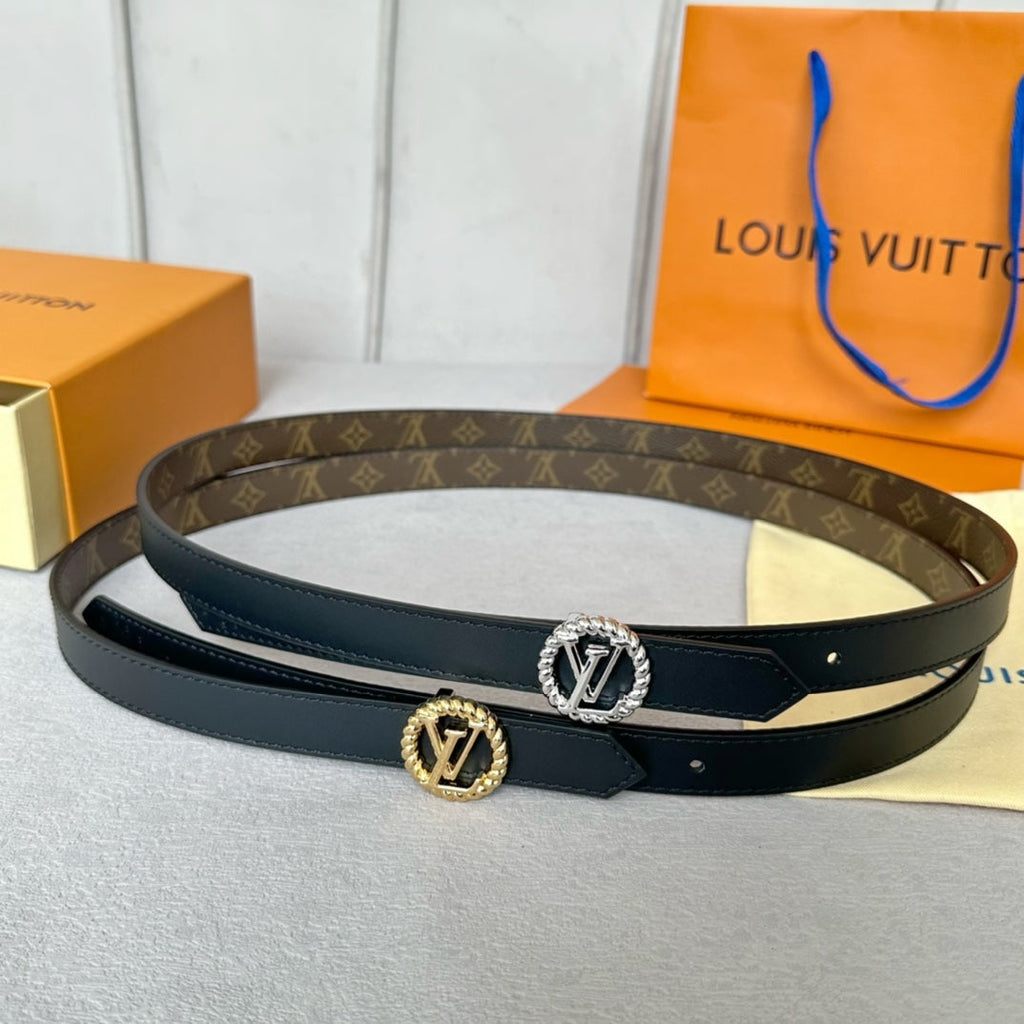 LOUIS VUITTON LV S-LOCK BELT 20 MM IN BLACK CALFSKIN AND CIRCLE GOLD HARDWARE