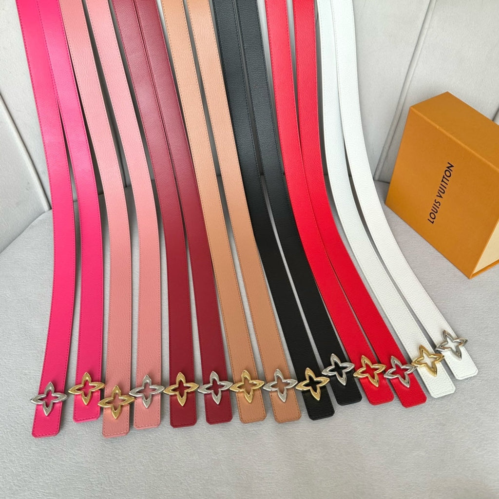LOUIS VUITTON LV  MINI FLOWERGRAM 30MM REVERSIBLE BELT IN BLACK CALFSKIN SILVER HARDWARE