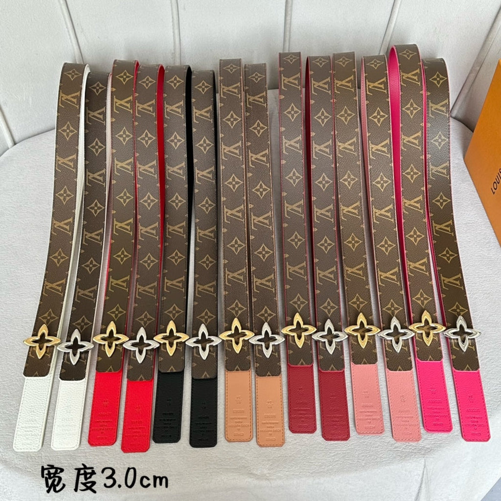 LOUIS VUITTON LV  MINI FLOWERGRAM 30MM REVERSIBLE BELT IN BUFF BROWN CALFSKIN SILVER HARDWARE