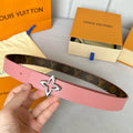 LOUIS VUITTON LV  MINI FLOWERGRAM 30MM REVERSIBLE BELT IN BLUSH PINK CALFSKIN SILVER HARDWARE