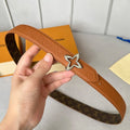 LOUIS VUITTON LV  MINI FLOWERGRAM 30MM REVERSIBLE BELT IN BRONZE BROWN EMBOSSED CALFSKIN SILVER HARDWARE