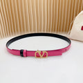 VALENTINO Vlogo Buckle Water Wave Gold Copper Glossy Pink Black Leather 20mm Belt