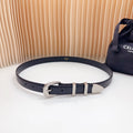 CELINE Medium Western Belt 25mm Black Snake Embossed Calfskin Shw