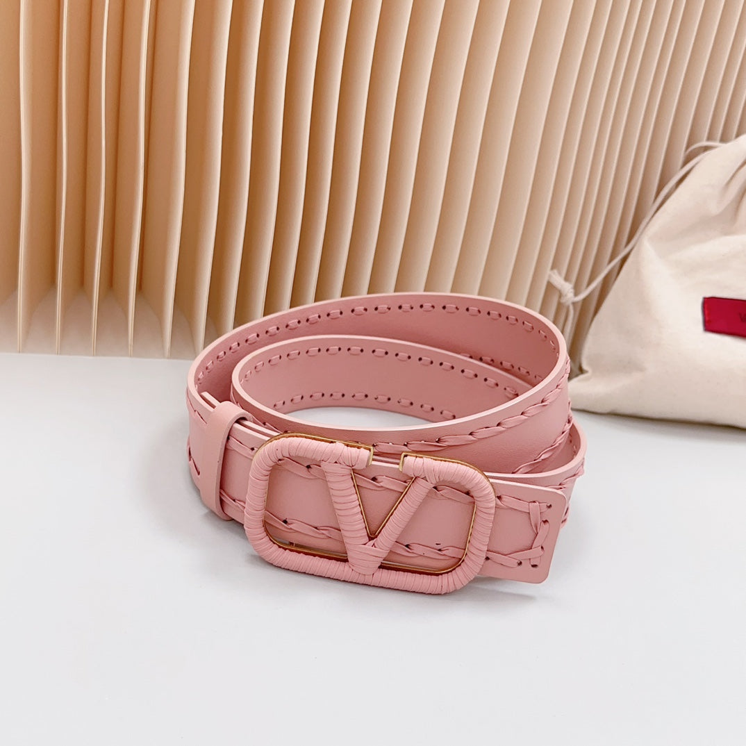 VALENTINO Vlogo Pink Leather Buckle 40mm Pink