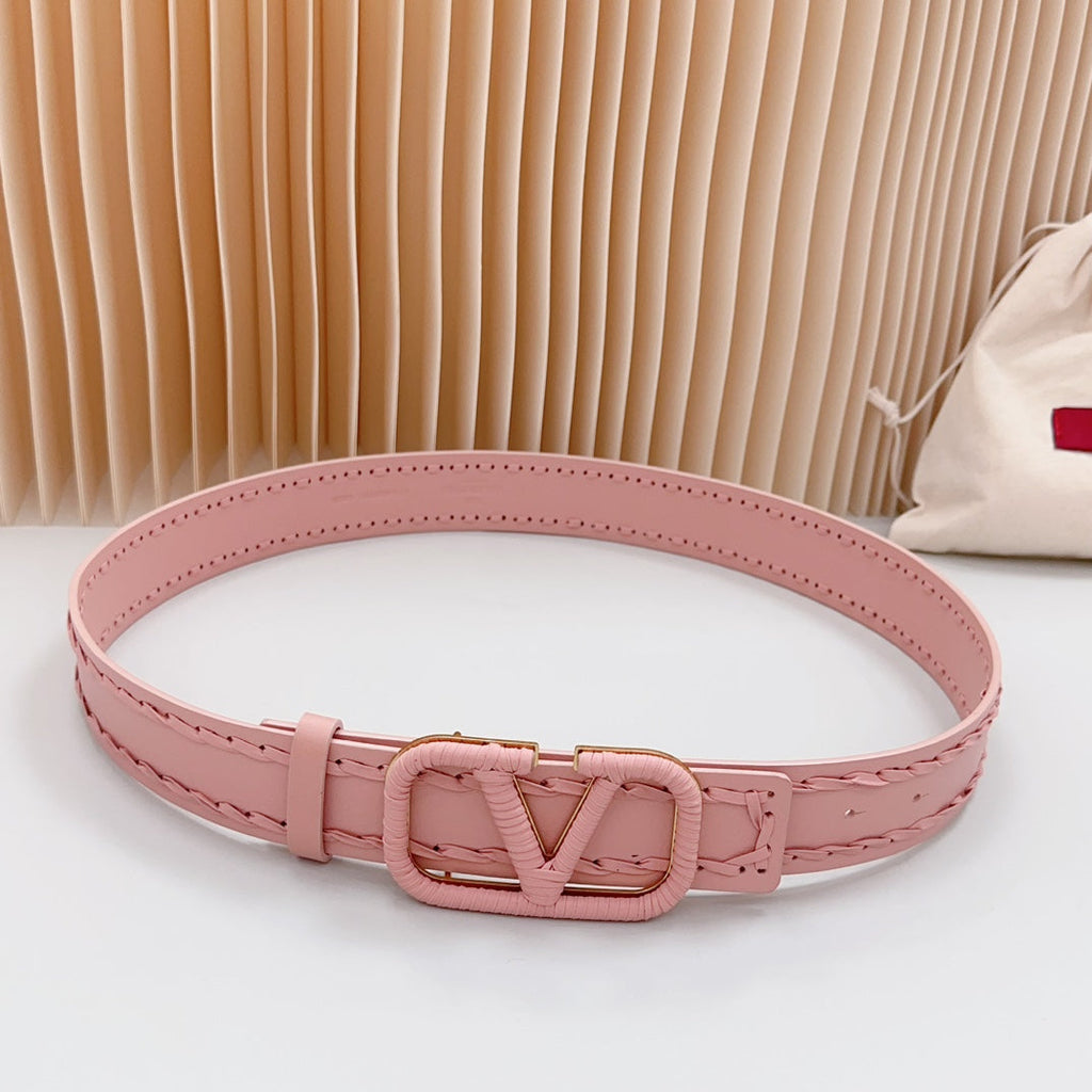 VALENTINO Vlogo Pink Leather Buckle 40mm Pink