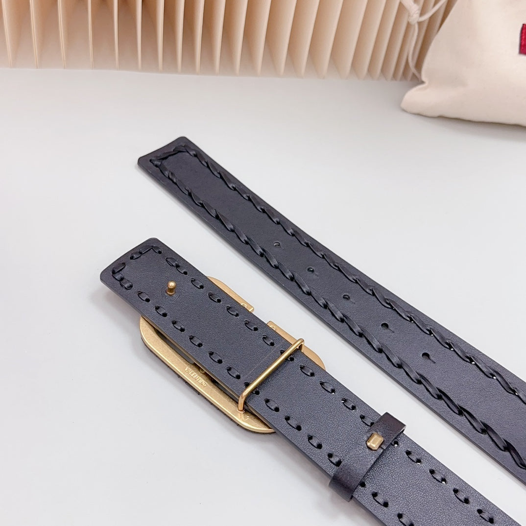 VALENTINO Vlogo Black Leather Buckle 40mm Black