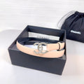 CHANEL BELT 20 MM IN DESERT SAND SMOOTH CALFSKIN SILVER HARDWARE ATTACH RHINSTONE