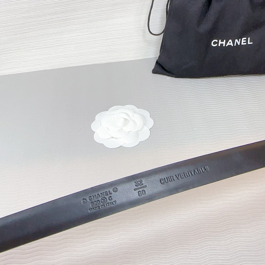 CHANEL BELT 20 MM IN BRONZE BROWN SMOOTH CALFSKIN GOLD HARDWARE ATTACH RHINSTONE