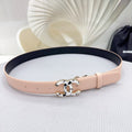 CHANEL 30MM BELT IN BABY PINK SHINNY CALFSKIN WHITE LOGO