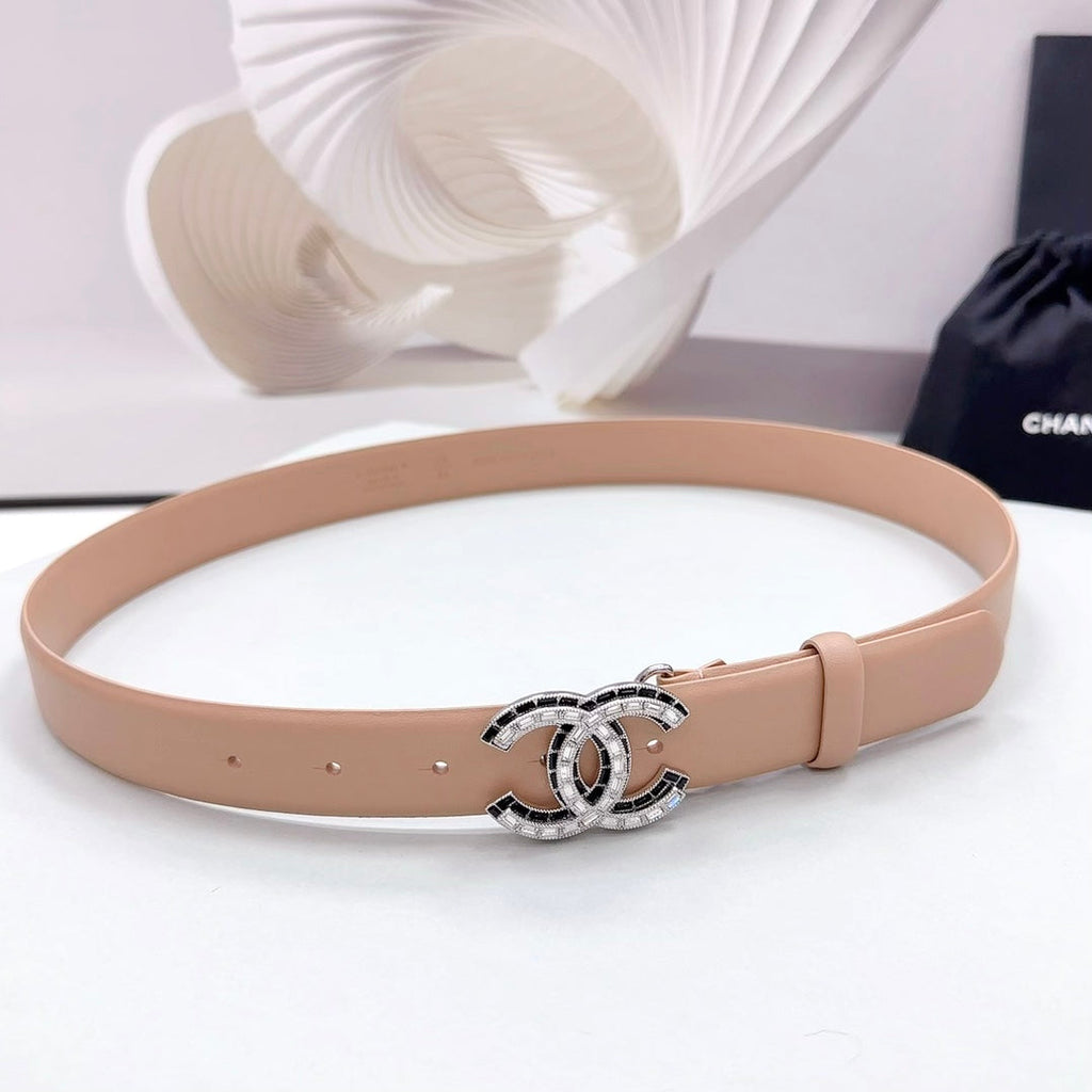 CHANEL 30MM BELT IN DESERT SAND CALFSKIN METAL HARDWARE