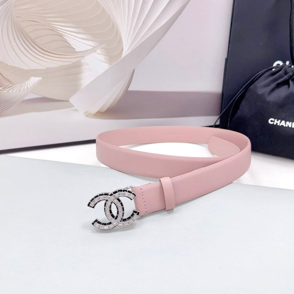 CHANEL 30MM BELT IN LIGHT PINK CALFSKIN METAL HARDWARE