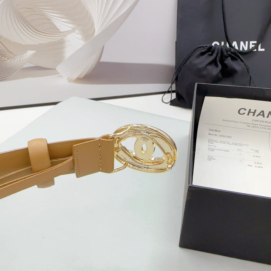 CHANEL 30MM BELT IN CAMEL BEIGE CALFSKIN SILVER HARDWARE ATTACH PEARLS