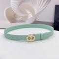 CHANEL 30MM BELT IN GREEN MINT CALFSKIN GOLD HARDWARE ATTACH PEARLS