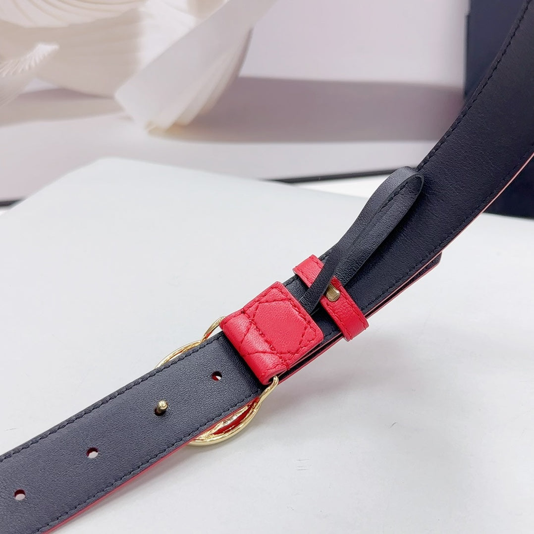 CHANEL 30MM BELT IN CHERRY RED CALFSKIN GOLD HARDWARE ATTACH PEARLS