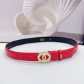 CHANEL 30MM BELT IN CHERRY RED CALFSKIN GOLD HARDWARE ATTACH PEARLS