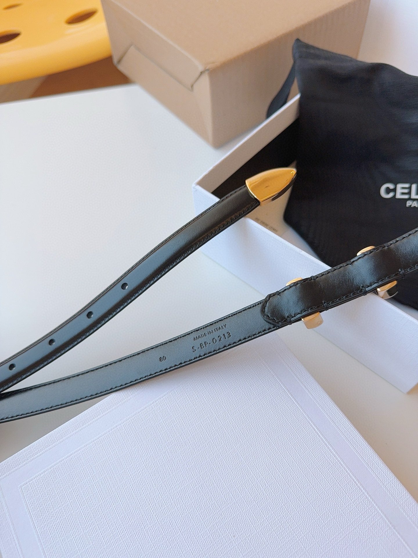 CELINE 25S SMALL 18MM WESTERN BELT IN BLACK CALFSKIN 566640