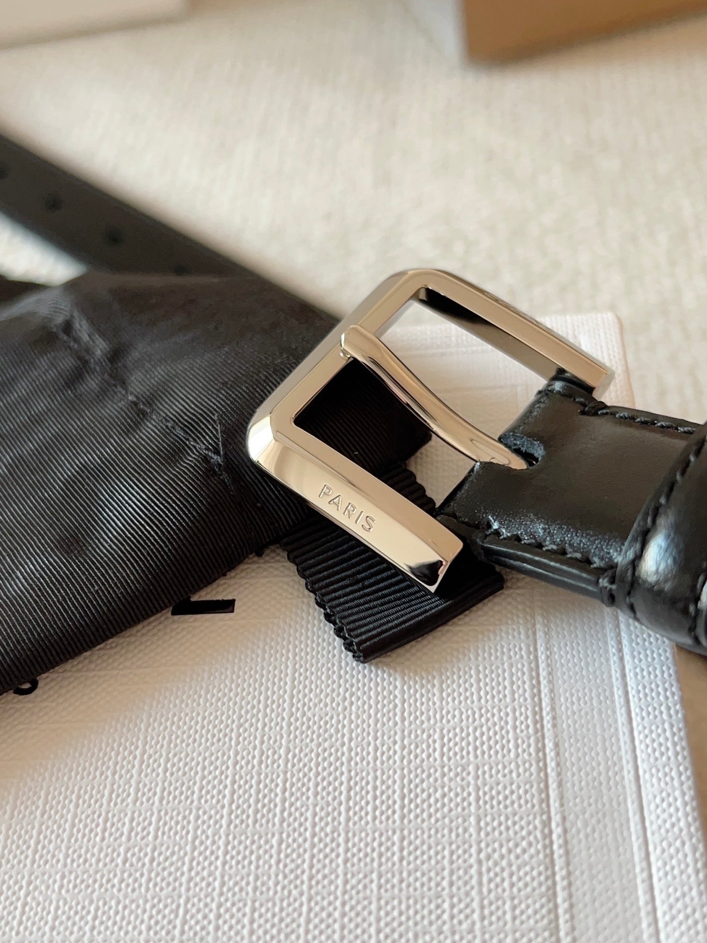 CELINE 25S BELT 25MM IN BLACK CALFSKIN SILVER HARDWARE 561795