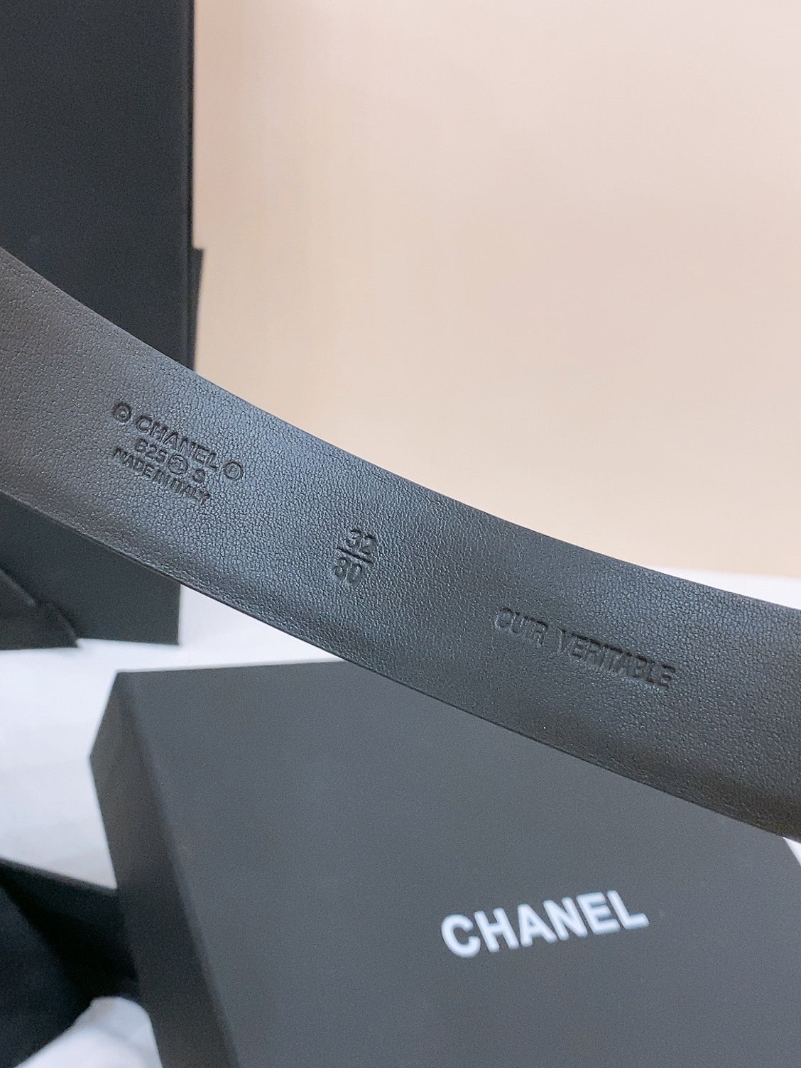 CHANEL DOUBLE C BELT 30MM IN BLACK CALFSKIN SILVER BUCKLE EMBOSSED WHITE LOGO