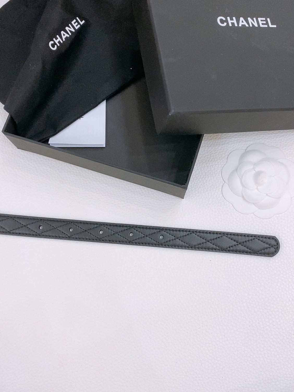 CHANEL DOUBLE C BELT 20MM IN BLACK CALFSKIN WITH QUILTED STITCHING AND SPIRAL SILVER BUCKLE